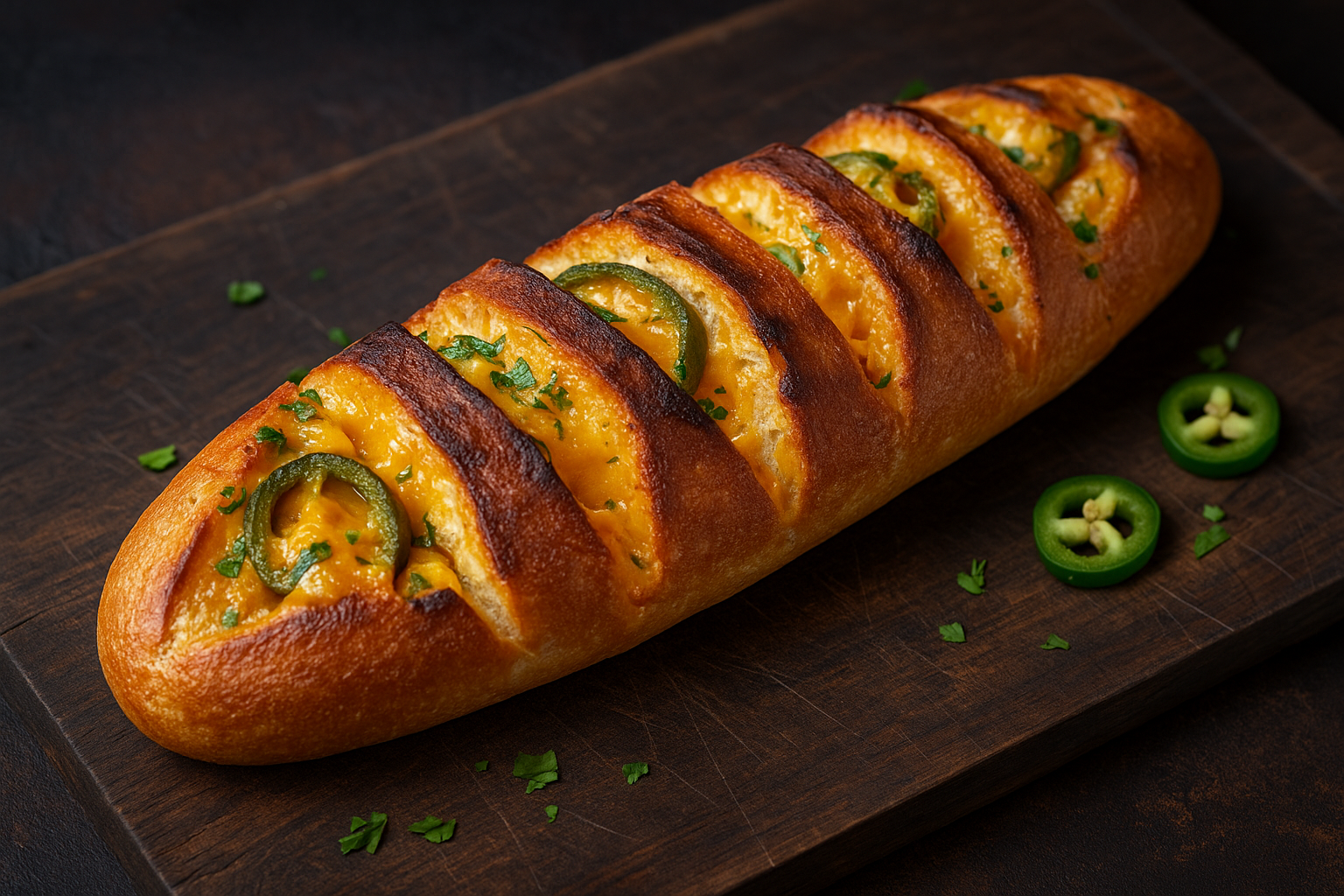 Cheddar-Jalapeño-Baguette vom Grill – würzige BBQ-Beilage