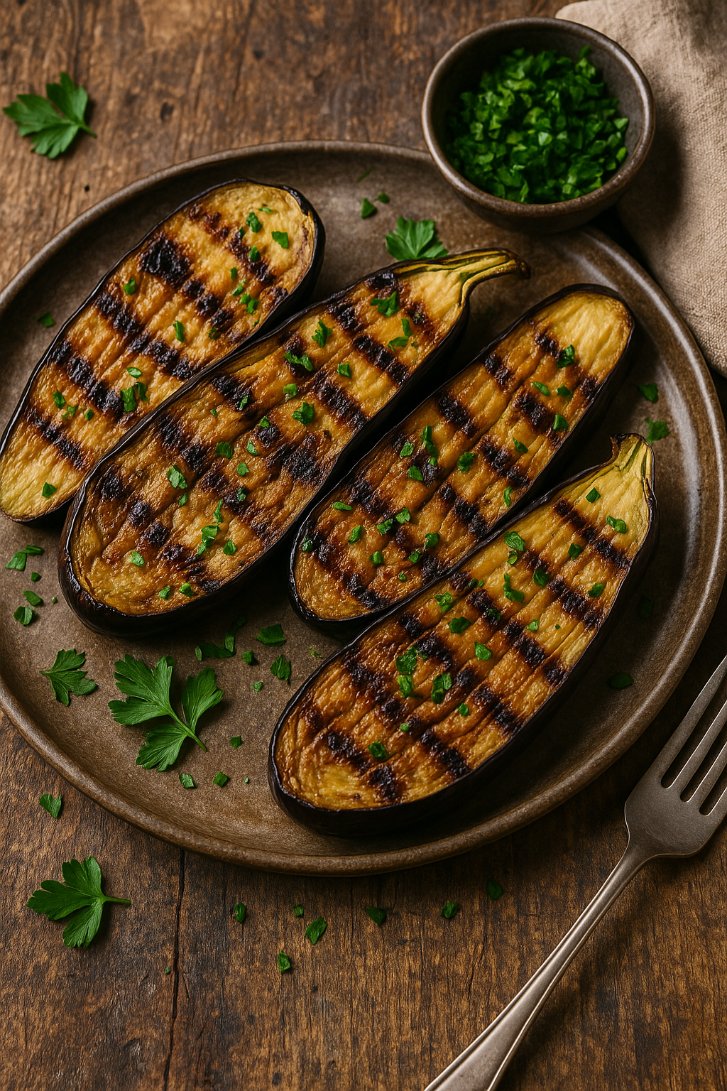 auberginensteaks grill – würzig & aromatisch mit Knoblauch-Marinade