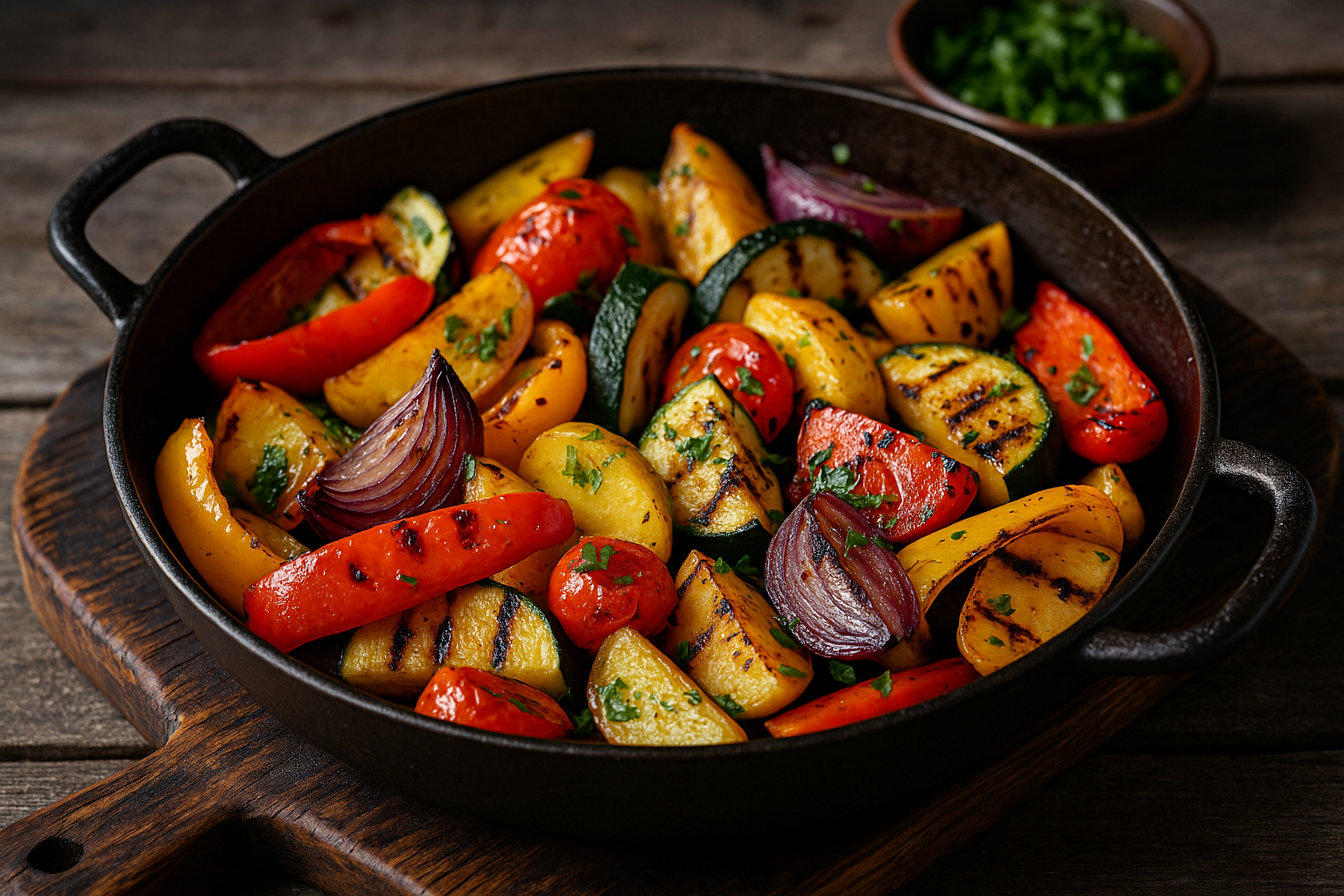 mediterranes ofengemüse grill – buntes Gemüse vom BBQ