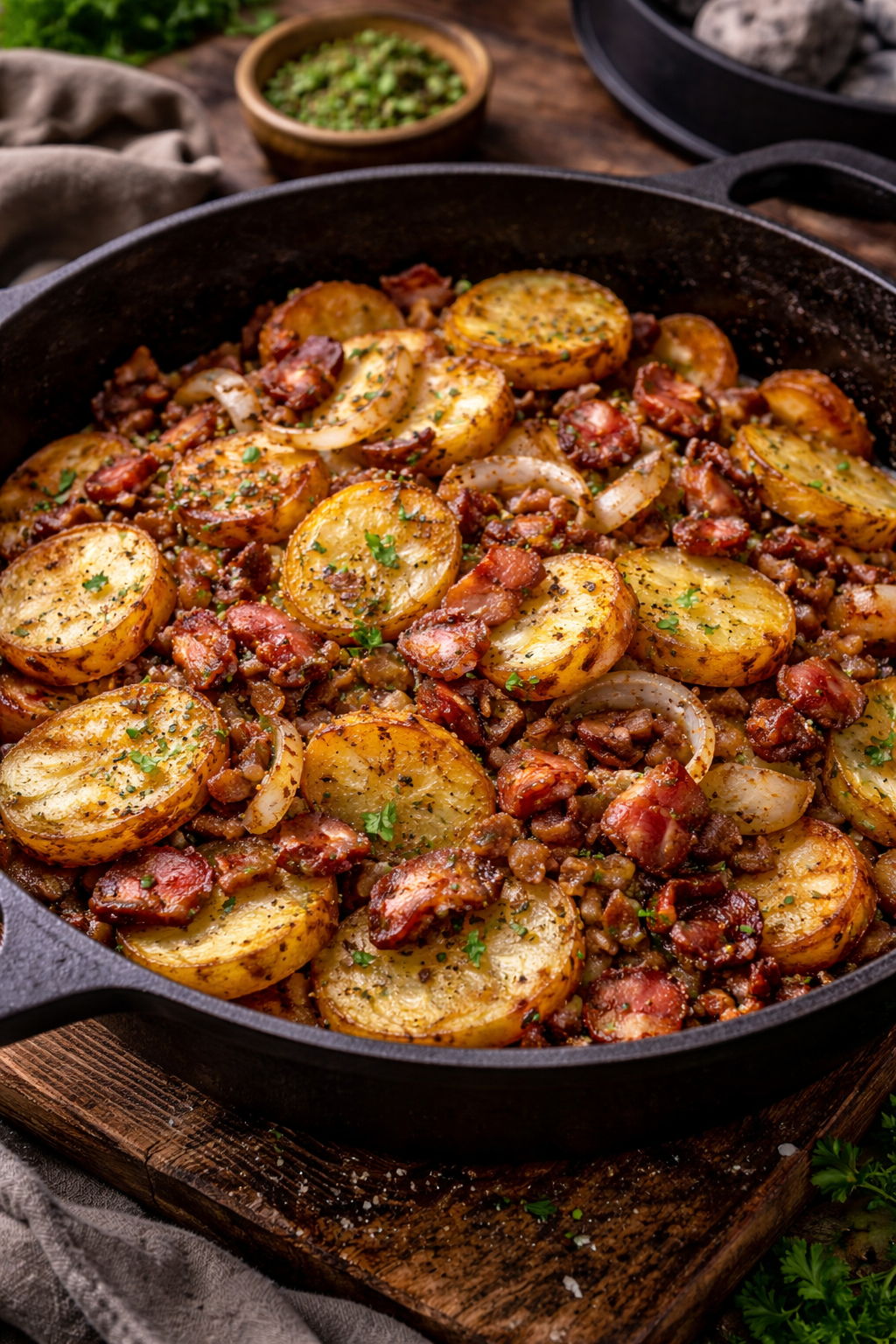 Bratkartoffeln mit Speck und Zwiebeln – knusprig & deftig
