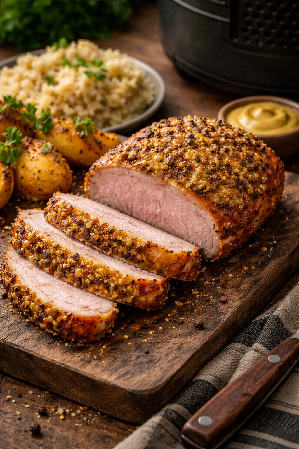 Airfryer Kasseler mit Senfkruste – saftig & rustikal