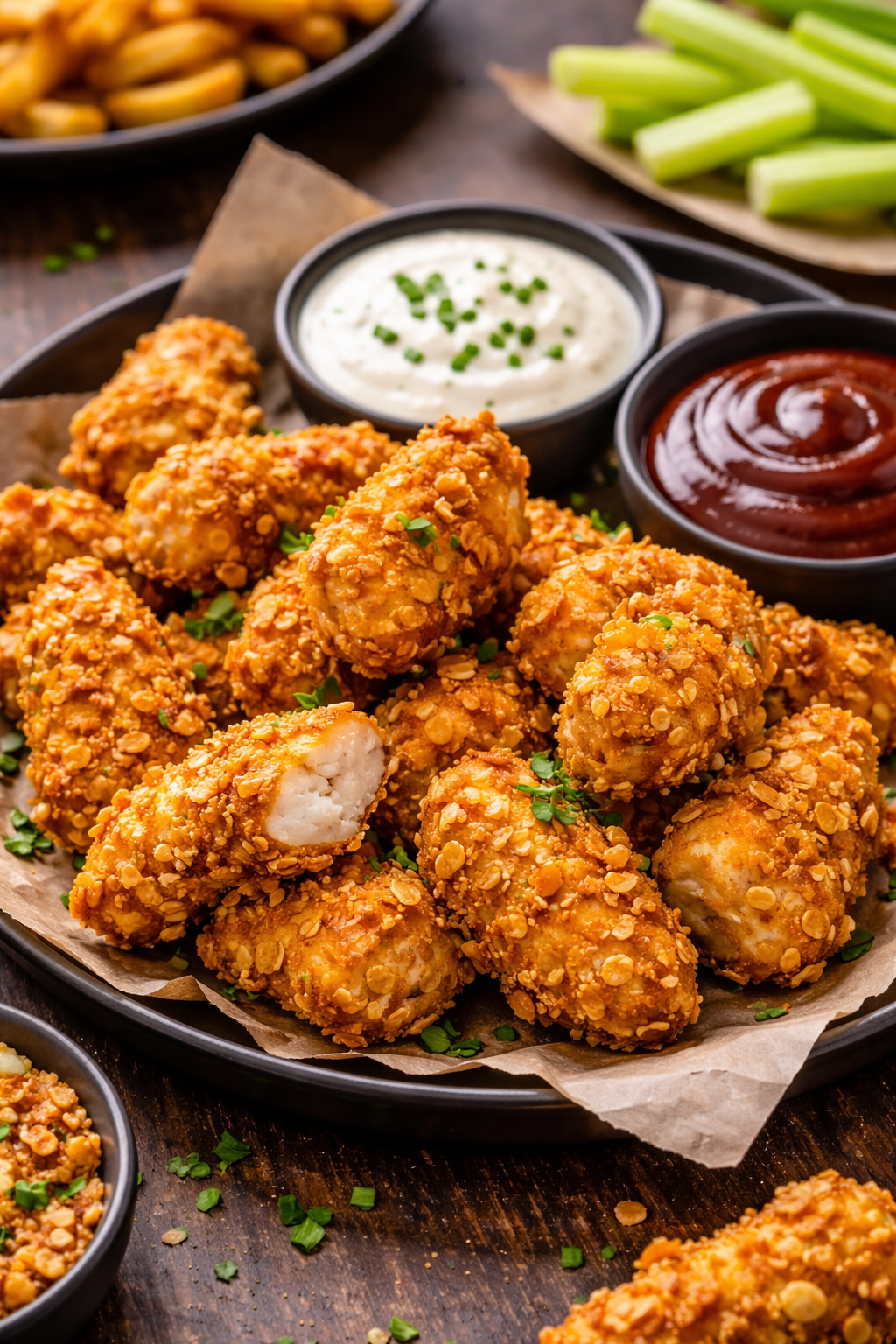 Hähncheninnenfilet mit Cornflakes-Panade – knusprige Chicken Nuggets aus dem Airfryer