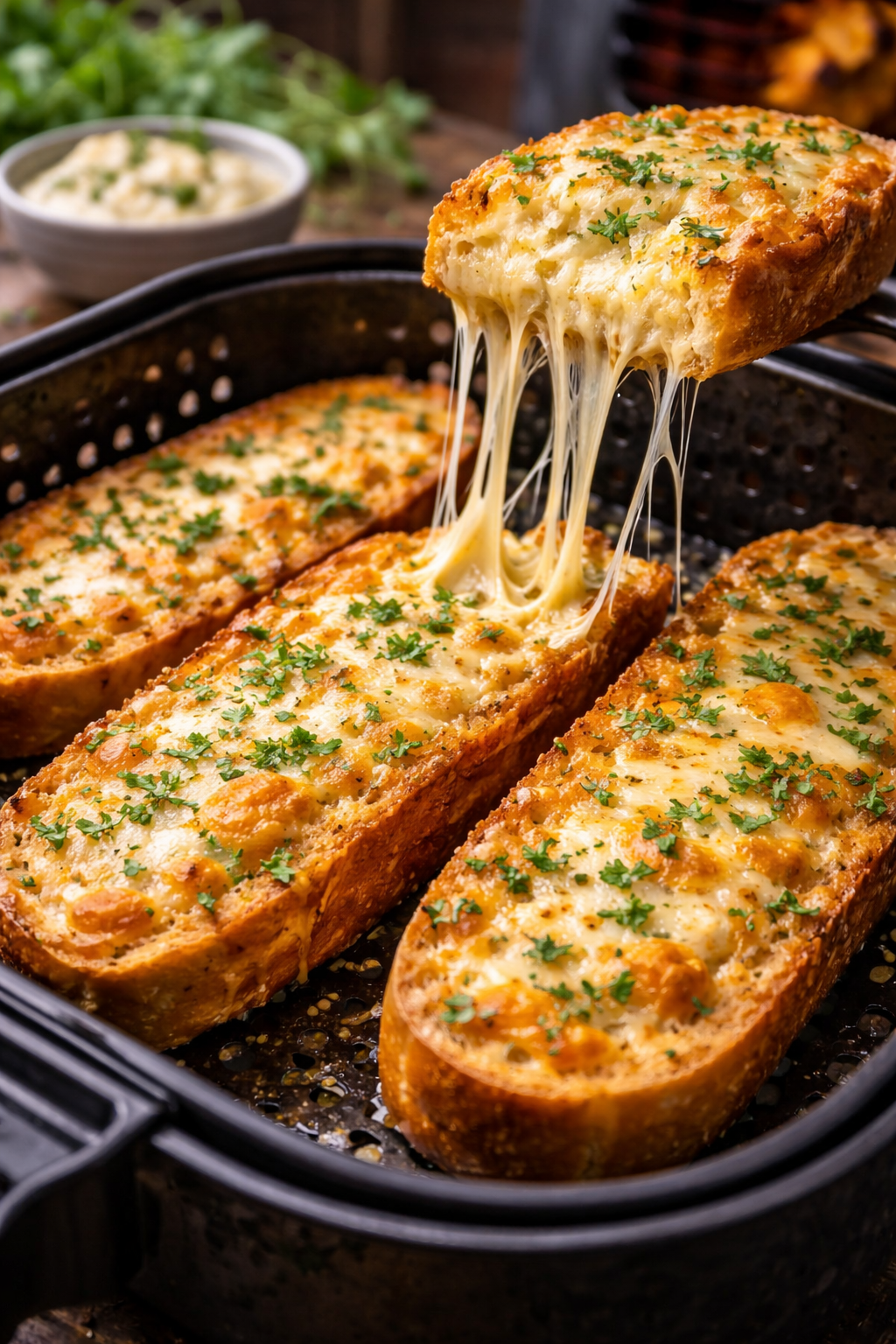 Airfryer Knoblauchbrot mit Käse – ultra knusprig & in 10 Minuten fertig