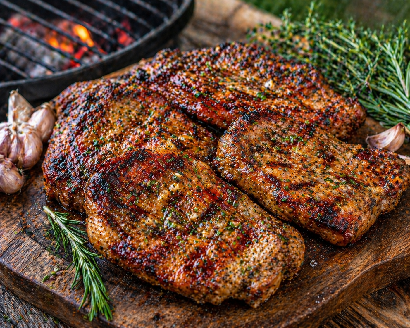 Schweinenacken Steaks mit Knoblauch Kräuter Marinade – saftig & würzig